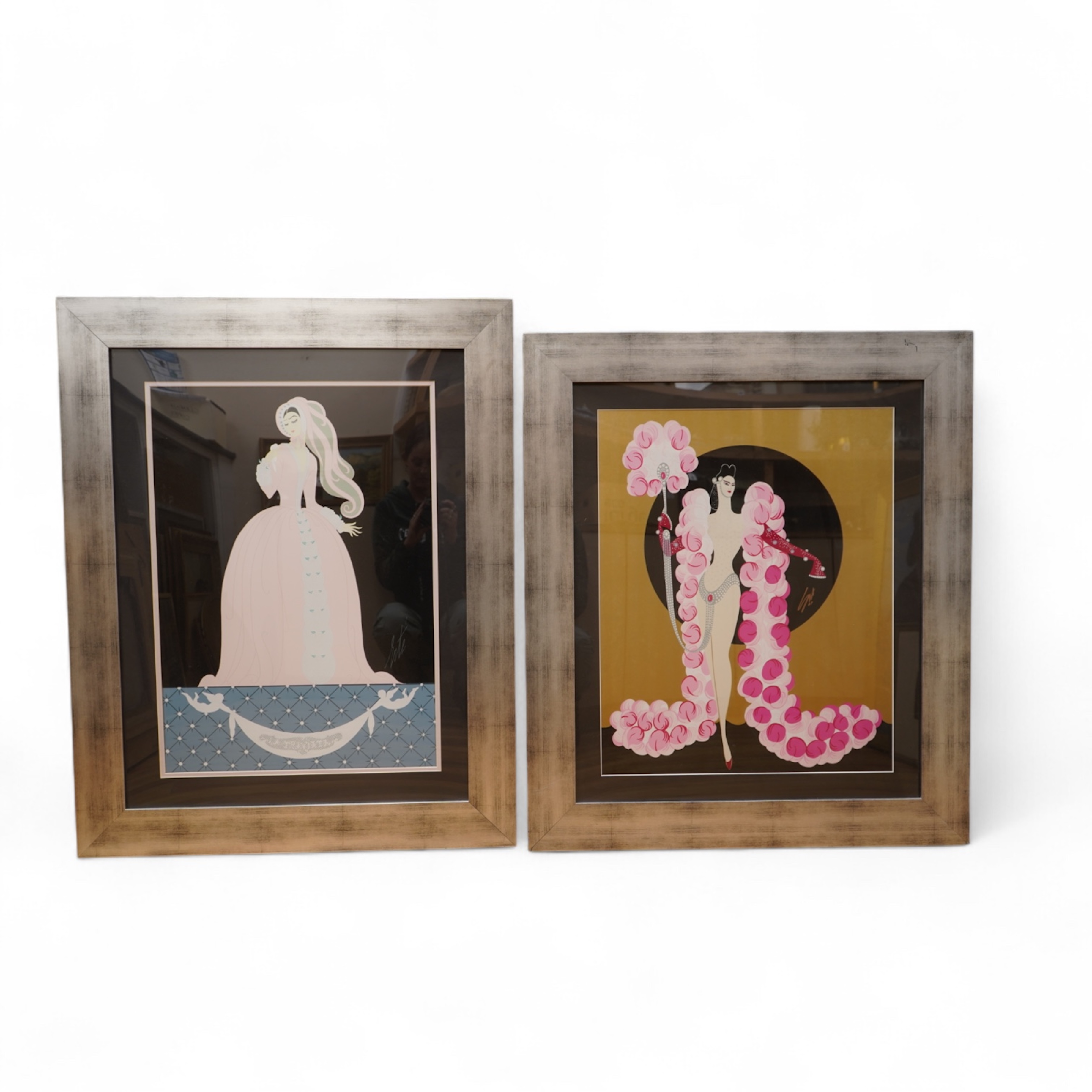 After Erté (Romain de Tirtoff, 1802-1990), ‘Romance’ and ‘La Traviata’, two offset lithographs, 58 x 47cm